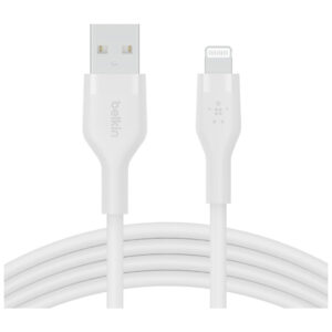 Дата кабель USB 2.0 AM to Lightning 1.0m SILICONE white Belkin (CAA008BT1MWH)