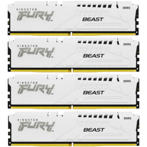 Модуль пам'яті для комп'ютера DDR5 128GB (4x32GB) 5600 MHz FURY Beast White Kingston Fury (ex.HyperX) (KF556C40BWK4-128)