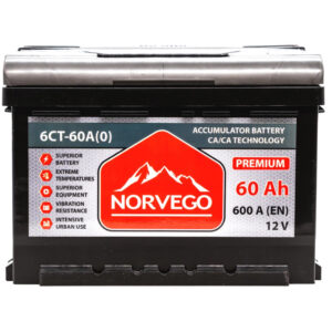 Акумулятор автомобільний NORVEGO ВЕСТА Premium 60A +прав (0) (600 пуск)
