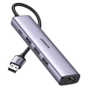 Концентратор Ugreen USB 3.0 to 3хUSB 3.0/Type-C+RJ45(1000M) Ethernet 5in1 CM475 (60554)