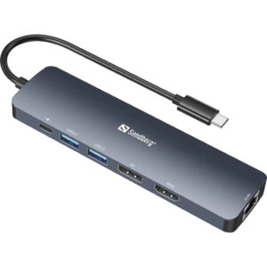 Концентратор Sandberg USB3.1 Type-C to HDMI/USB 3.0x2/RJ45/USB-C/DisplayPort PD 100W Hub 6-in-1 (136-43)