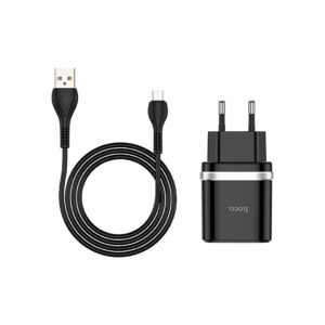 Зарядний пристрій HOCO C12Q Smart USB QC3.0 + cable Micro 18W Black (6931474716279)