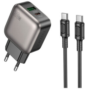 Зарядний пристрій BOROFONE BAS54A Absolute 1xUSB-C PD20W + 1xUSB QC3.0 + cable USB-C to USB-C Black (6941991116223)