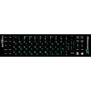 Наклейка на клавіатуру Grand-X 68 keys Cyrillic green, Latin white (GXDPGW)