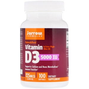 Вітамін Jarrow Formulas Вітамін D3 (Холекальциферол), 5000 МЕ, 100 гелевих капсул (JRW-30005)