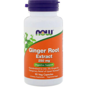 Трави Now Foods Корінь імбиру, Екстракт, Ginger Root Extract, 250 мг, 90 кап (NOW-04689)
