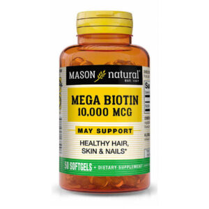 Вітамін Mason Natural Біотин 10000мкг, Mega Biotin, 50 гелевих капсул (MAV16799)