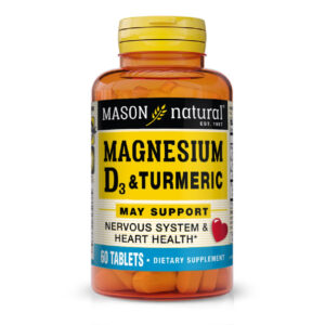 Мінерали Mason Natural Магній з Вітамін D3 та куркумою, Magnesium & Vitamin D3 With (MAV-16635)