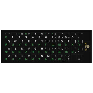 Наклейка на клавіатуру XoKo 48 keys UA/rus green, Latin white (XK-KB-STCK-SM)