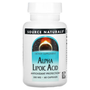 Антиоксидант Source Naturals Альфа-ліпоєва кислота, 300 мг, Alpha Lipoic Acid, 60 капсул (SNS-01764)