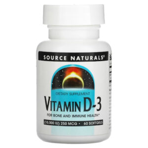 Вітамін Source Naturals Вітамін D-3, 10000 МО, Vitamin D-3, 60 гелевих капсул (SN2791)