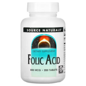 Вітамін Source Naturals Фолієва кислота, 800 мкг, Folic Acid, 200 таблеток (SN1327)