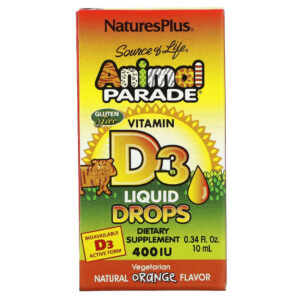 Вітамін Natures Plus Вітамін D3 400 МО для дітей, Смак апельсина, Animal Parade, Vitamin D3 (NAP-29941)