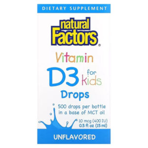 Вітамін Natural Factors Вітамін D3 у Краплях для дітей, 400 МО, Без Ароматизаторів, (NFS-01058)