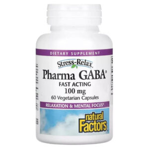 Амінокислота Natural Factors GABA (Гамма-аміномасляна кислота), 100 мг, Stress Relax, Pharma GABA, 6 (NFS-02836)