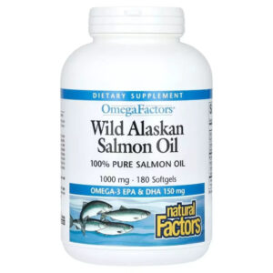 Жирні кислоти Natural Factors Жир дикого лосося аляски, 1000 мг, OmegaFactors, Wild Alaskan Sal (NFS-02257)