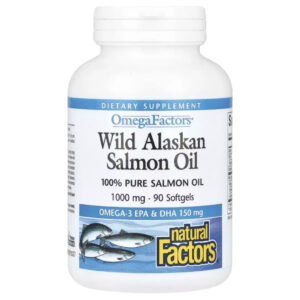 Жирні кислоти Natural Factors Жир дикого лосося аляски, 1000 мг, OmegaFactors, Wild Alaskan Sal (NFS-02256)