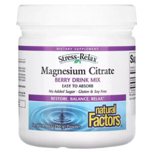 Мінерали Natural Factors Магній цитрат у порошку, смак ягід, Stress-Relax, Magnesium Citrate, 25 (NFS-03540)
