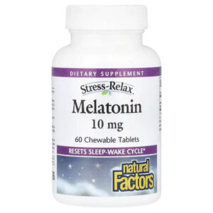 Амінокислота Natural Factors Мелатонін, 10 мг, Stress Relax, Melatonin, 60 жувальних таблеток (NFS-02719)