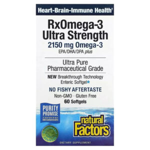 Жирні кислоти Natural Factors Омега-3 ультра, 2150 мг, RxOmega-3 Ultra Strength, 150 гелевих капсул (NFS-35490)
