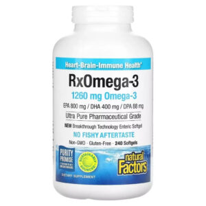 Жирні кислоти Natural Factors Омега-3, 1260 мг, RxOmega-3, 240 гелевих капсул (NFS-35491)