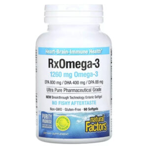 Жирні кислоти Natural Factors Омега-3, 1260 мг, RxOmega-3, 60 гелевих капсул (NFS-03548)
