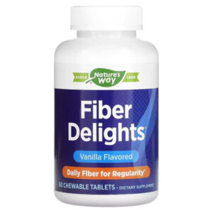 Вітамін Nature's Way Клітковина, смак ванілі, Fiber Delights, 60 жувальних таблеток (NWY-07526)