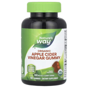 Вітамін Nature's Way Яблучний оцет, 500 мг, Organic Apple Cider Vinegar Gummies, 60 жувальні (NWY-13752)