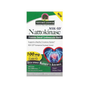 Вітамінно-мінеральний комплекс Nature's Answer Наттокіназа, 100 мг, Nattokinase, 60 вегетаріанських капсул (NTA-16575)
