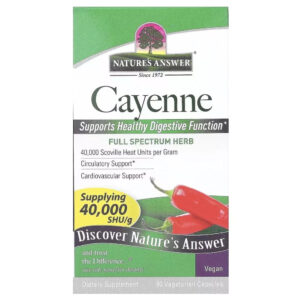 Трави Nature's Answer Кайєнський перець, Cayenne, 90 вегетаріанських капсул (NTA-16150)