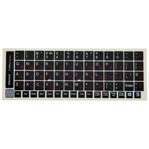 Наклейка на клавіатуру BestKey непрозора чорна, 68, червоний (BK13RED/025)