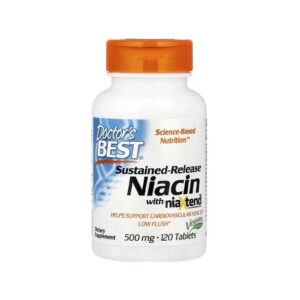 Вітамінно-мінеральний комплекс Doctor's Best Ніацин, Вітамін В3, 500 мг, Sustained-Release Niacin with niaXtend, 120 таблі (DRB-00242)