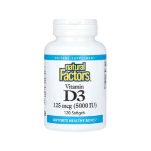 Вітамінно-мінеральний комплекс Natural Factors Вітамін D3, 125 мкг 5000 МО, Vitamin D3, 120 гелевих капсул (NFS-01056)